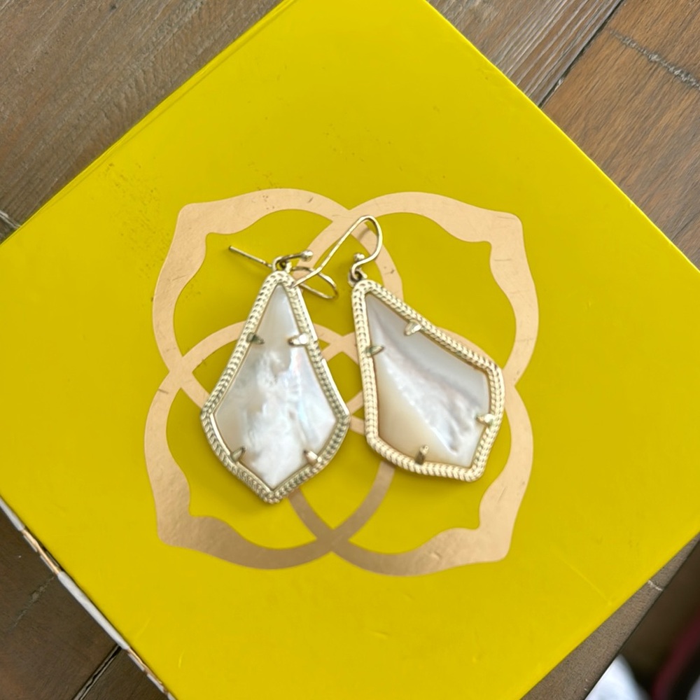 Gold and Cream Geometric Earrings